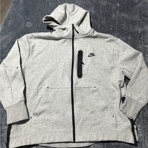 Nike Tech Fleece Full Zip Hoodie Women’s Light Gray Black Large Sweatshirt